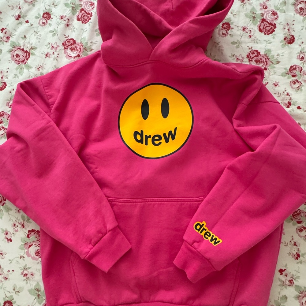 Authentic Drew House Fuchsia Hoodie with Smiley Logo